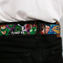 JUSTICE LEAGUE OF AMERICA Badge Black/White/Red/Blue Seatbelt Belt - Superman-METROPOLIS/Batman-GOTHAM CITY/Green Lantern-PLANET MOGO Webbing