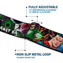 JUSTICE LEAGUE OF AMERICA Badge Black/White/Red/Blue Seatbelt Belt - Superman-METROPOLIS/Batman-GOTHAM CITY/Green Lantern-PLANET MOGO Webbing