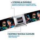 Justice League of America Black Full Color Seatbelt Belt - Justice League Elite Forces Superheroes Webbing