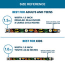 Justice League Shield Full Color Black Blue Red Yellow Seatbelt Belt - Justice League Superhero Logos CLOSE-UP Black Webbing