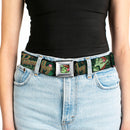 Poison Ivy Pin-Up Face Full Color Seatbelt Belt - POISON IVY Bombshell Poses Greens/Reds Webbing