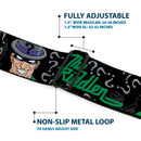 Riddler "?" Black Silver Seatbelt Belt - The Riddler w/Batman Silhouette Webbing
