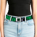 Riddler "?" Full Color Black Green Seatbelt Belt - THE RIDDLER/Face CLOSE-UP Black/Green Webbing