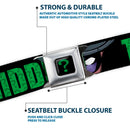 Riddler "?" Full Color Black Green Seatbelt Belt - THE RIDDLER/Face CLOSE-UP Black/Green Webbing
