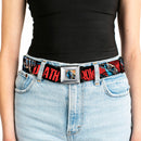 New 52 Deathstroke Face CLOSE-UP Full Color Red Seatbelt Belt - New 52 DEATHSTROKE Action Poses Black/Red Webbing