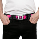 Electric Supergirl Shield Full Color Black Hot Pink Yellow Seatbelt Belt - Electric Supergirl Shield/Swirl Black/Gray/Hot Pink/Yellow Webbing