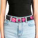 Electric Supergirl Shield Full Color Black Hot Pink Yellow Seatbelt Belt - Electric Supergirl Shield/Swirl Black/Gray/Hot Pink/Yellow Webbing