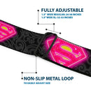 Electric Supergirl Shield Full Color Black Hot Pink Yellow Seatbelt Belt - Electric Supergirl Shield/Swirl Black/Gray/Hot Pink/Yellow Webbing