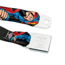 Superman Black Silver Seatbelt Belt - Superman Metropolis Face-Off Webbing