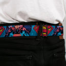 Superman Shield Weathered Full Color Blue Red Yellow Seatbelt Belt - Superman Unchained Under Sea Pose/Shield Blues/Gray/Red/Yellow Webbing