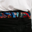 New 52 Superman Shield Explosion Full Color Blues Red Yellow Seatbelt Belt - New 52 Superman 1-Action Pose/Explosion/Bullets CLOSE-UP Light Blue Webbing