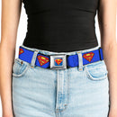 Superman Full Color Blue Seatbelt Belt - Superman Shield Blue Webbing