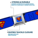 Superman Full Color Blue Seatbelt Belt - Superman Shield Blue Webbing