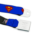Superman Full Color Blue Seatbelt Belt - Superman Shield Blue Webbing