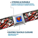 Superman Full Color Blue Seatbelt Belt - Superman Color Flying Bricks Scene Webbing