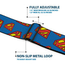 Superman Full Color Blue Seatbelt Belt - Super Shield Diagonal Royal Blue/Red Webbing