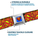Superman Full Color Blue Seatbelt Belt - Super Shield Stacked Yellow/Red Webbing