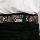 Superman Full Color Blue Seatbelt Belt - SUPERMAN Action Blocks White Webbing