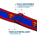 Superman Full Color Blue Seatbelt Belt - Superman Shield/Stripe Red/Blue Webbing