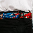 Superman Full Color Blue Seatbelt Belt - Superman Action Poses/Stars & Stripes Webbing