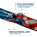 Superman Full Color Blue Seatbelt Belt - Superman Action Poses/Stars & Stripes Webbing