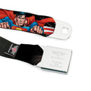 Superman Full Color Blue Seatbelt Belt - Superman Poses/American Flag Webbing