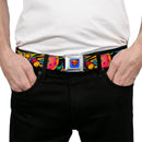 Superman Full Color Blue Seatbelt Belt - SUPERMAN Poses/Battling Mongul Black/Multi Neon Webbing