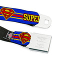 Superman Full Color Blue Seatbelt Belt - SUPERMAN/Shield Stripe Blue/Yellow/Red Webbing