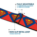 Superman Full Color Blue Seatbelt Belt - Superman Shield Diamond Outline Red/Blue/Yellow Webbing
