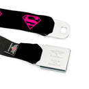 Superman Shield Full Color Black Hot Pink Seatbelt Belt - Superman Shield Black/Hot Pink Webbing