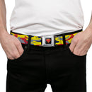 Superman Shadow Shield Full Color Black/Red/Yellow Seatbelt Belt - Superman Camo Yellow/Red/Blue/Gray Webbing