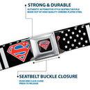 Superman Shield Full Color Black/White/Red/Blue Seatbelt Belt - Superman Shield Americana Stars and Stripes Black/White/Red/Blue Webbing