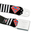 Superman Shield Full Color Black/White/Red/Blue Seatbelt Belt - Superman Shield Americana Stars and Stripes Black/White/Red/Blue Webbing
