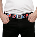 Superman Shield Full Color Black/White/Red/Blue Seatbelt Belt - Superman Shield Flip Americana Black/White/Red/Blue Webbing