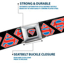 Superman Shield Full Color Black/White/Red/Blue Seatbelt Belt - Superman Shield Flip Americana Black/White/Red/Blue Webbing