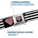 Superman Shield Full Color Black/White/Red/Blue Seatbelt Belt - Superman Shield Flip Americana Stripes Black/White/Red/Blue Webbing