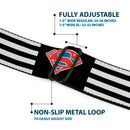 Superman Shield Full Color Black/White/Red/Blue Seatbelt Belt - Superman Shield Flip Americana Stripes Black/White/Red/Blue Webbing