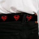 Superboy Shield Full Color Black/Red Seatbelt Belt - Superboy Shield Black/Red Webbing