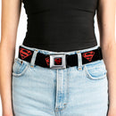 Superboy Shield Full Color Black/Red Seatbelt Belt - Superboy Shield Black/Red Webbing