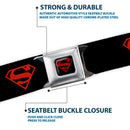 Superboy Shield Full Color Black/Red Seatbelt Belt - Superboy Shield Black/Red Webbing