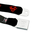 Superboy Shield Full Color Black/Red Seatbelt Belt - Superboy Shield Black/Red Webbing