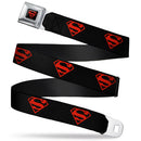 Superboy Shield Full Color Black/Red Seatbelt Belt - Superboy Shield Black/Red Webbing