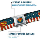Superman Shield Full Color Americana Blue Seatbelt Belt - Superman Shield Americana Red/White/Blue/Yellow Webbing