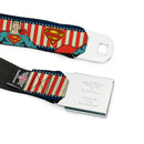 Superman Shield Full Color Americana Blue Seatbelt Belt - Superman Pose/Shield Americana Blue/White/Red/White Webbing
