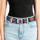 Superman Shield Rays Full Color Black Blue Red Yellow Seatbelt Belt - SUPERMAN MAN OF STEEL Shield Collage/Rays Black/Blues/Reds/Yellows Webbing