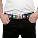 SOUTH PARK Title Logo Full Color Black/White Seatbelt Belt - South Park Boys Pose Blocks Multi Color Webbing