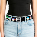 SOUTH PARK Title Logo Full Color Black/White Seatbelt Belt - South Park Boys Face Repeat Black Webbing