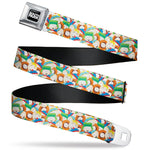 SOUTH PARK Title Logo Full Color Black/White Seatbelt Belt - South Park Boys Expressions Stacked Webbing