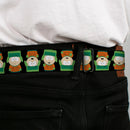 SOUTH PARK Title Logo Full Color Black/White Seatbelt Belt - South Park Kyle Flip Poses Black Webbing