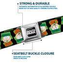 SOUTH PARK Title Logo Full Color Black/White Seatbelt Belt - South Park Kyle Flip Poses Black Webbing